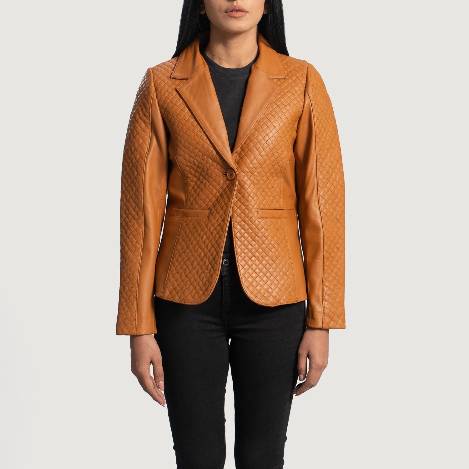 Women Bronze 03 Leather Blazer