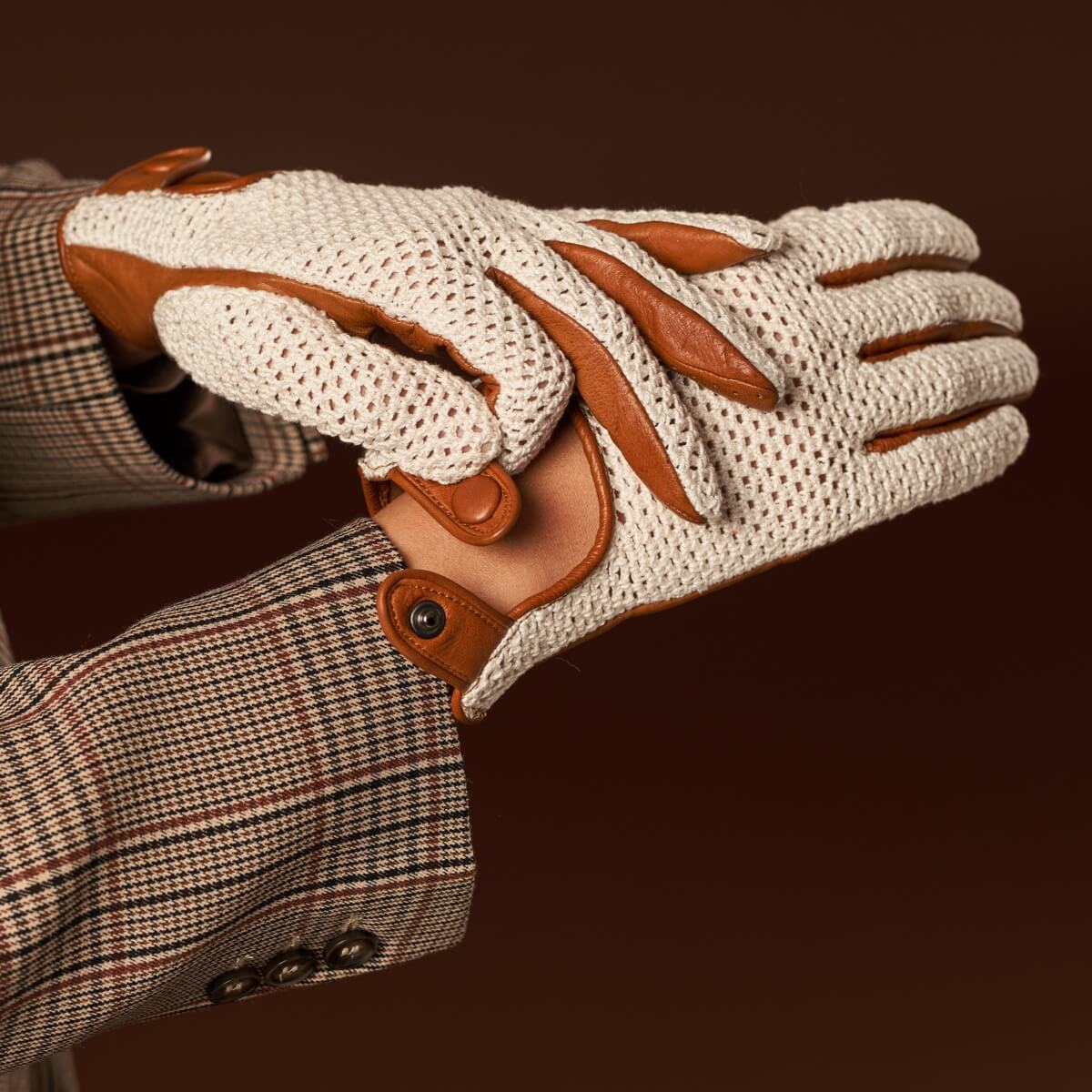 Women Brown Driving Leather Gloves