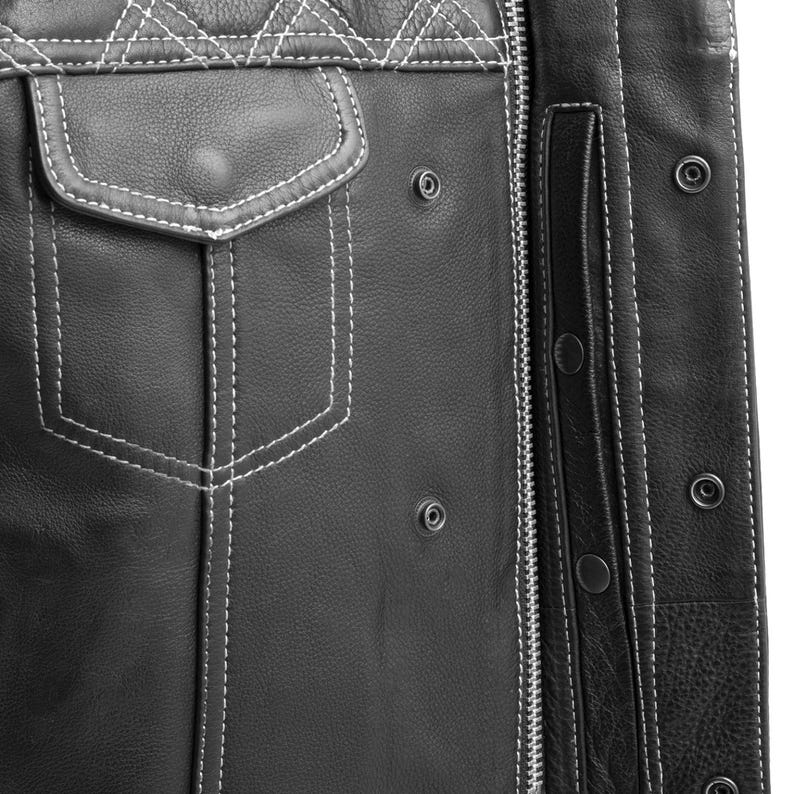 Men Black Biker  Leather Vest