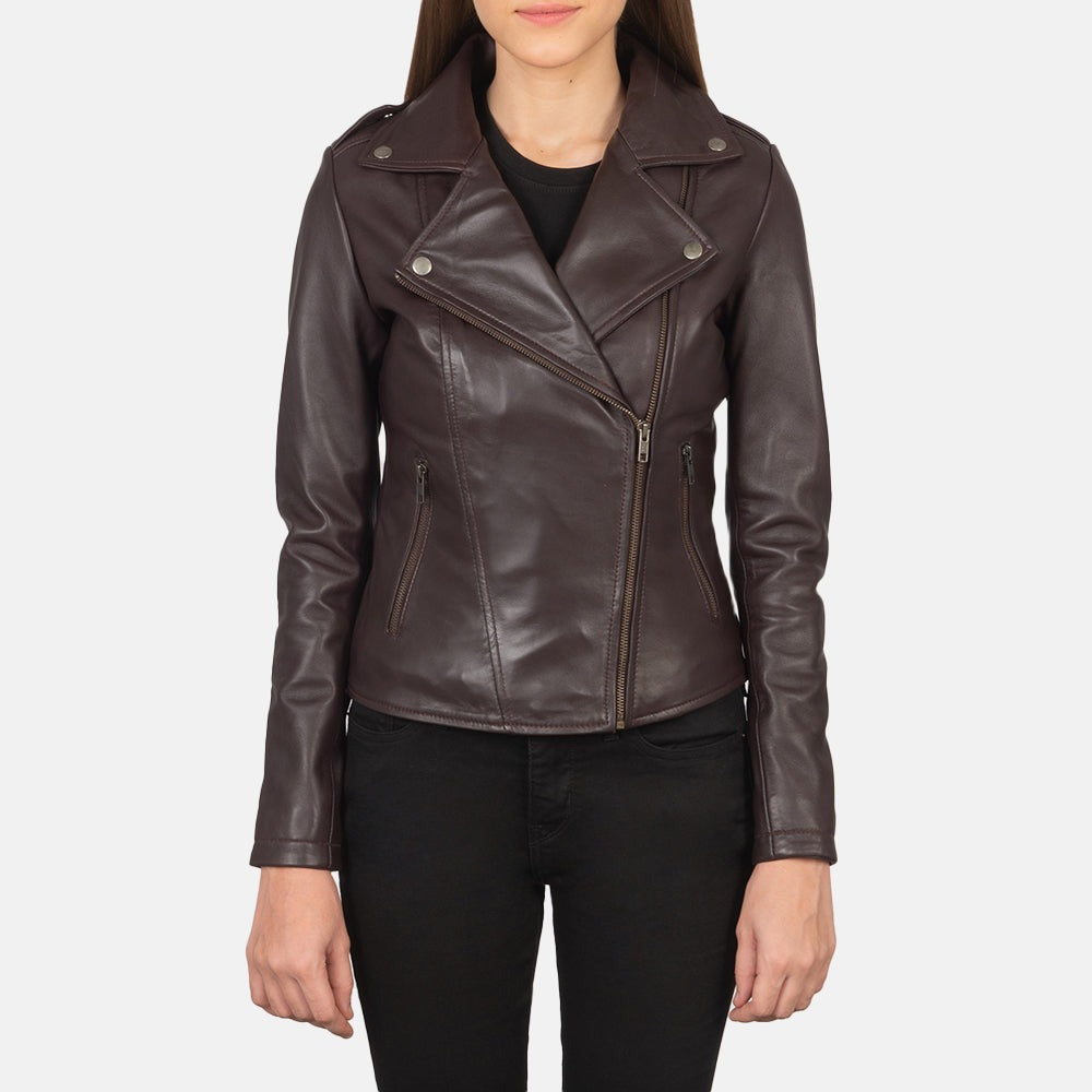 Women Brown Biker Leather Jacket