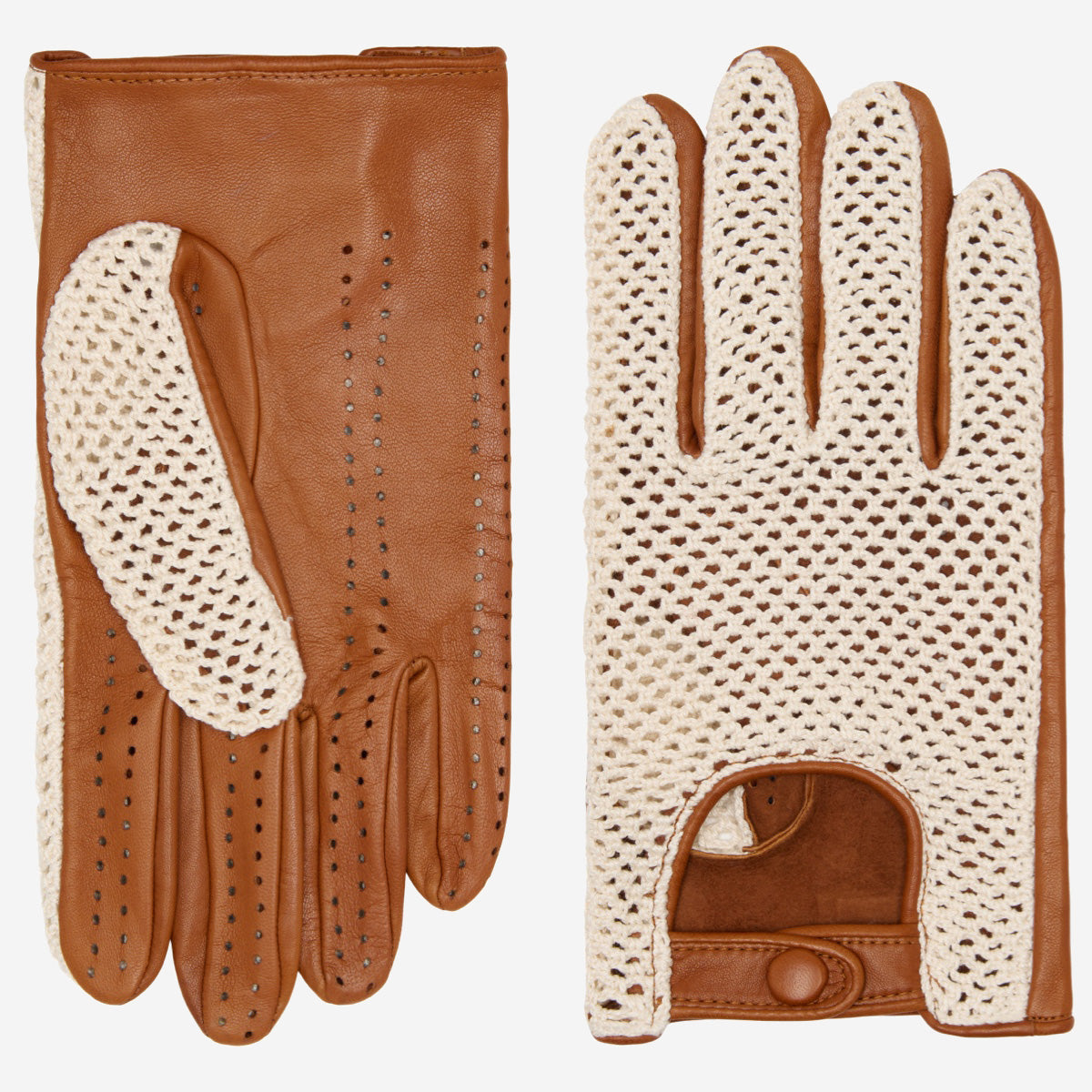 Women Brown Driving Leather Gloves