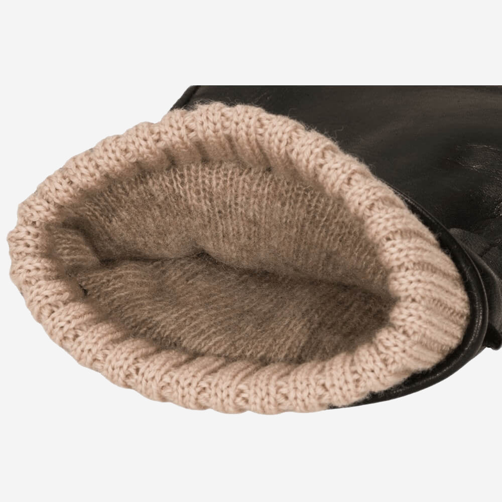 Men Black Winter Leather Gloves