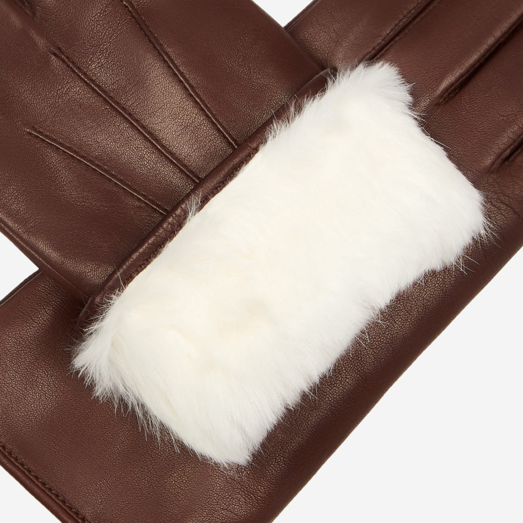 Women Brown Winter Leather Gloves