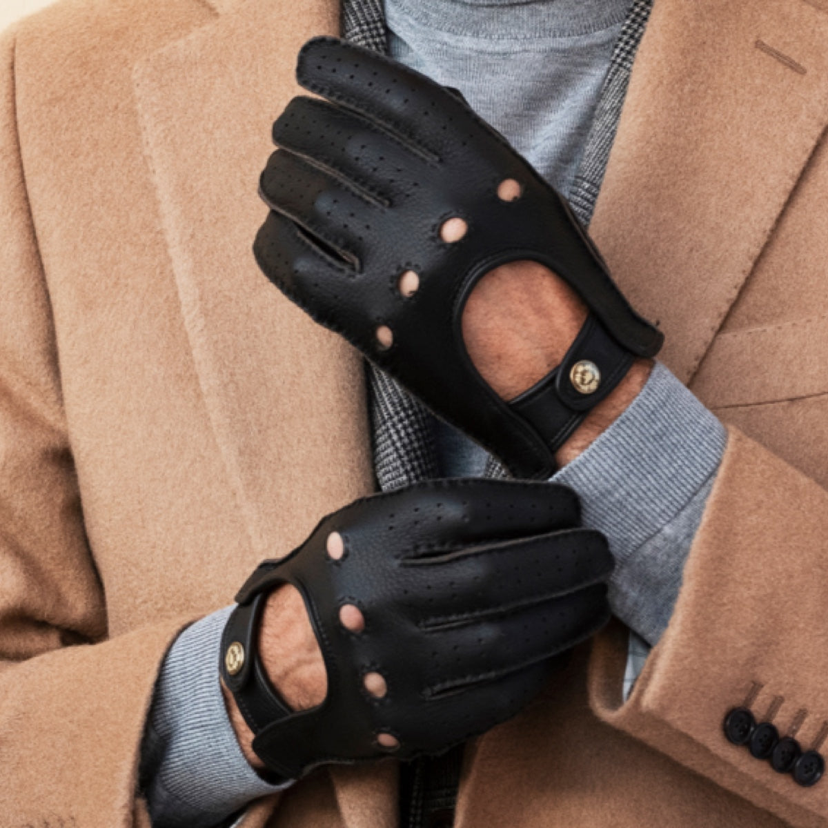 Men Black Driving Gloves