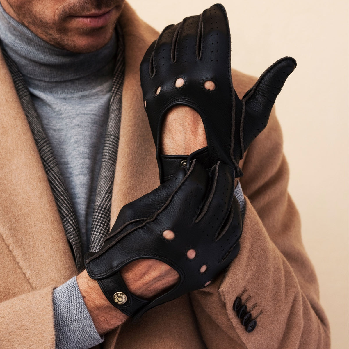 Men Black Driving Gloves