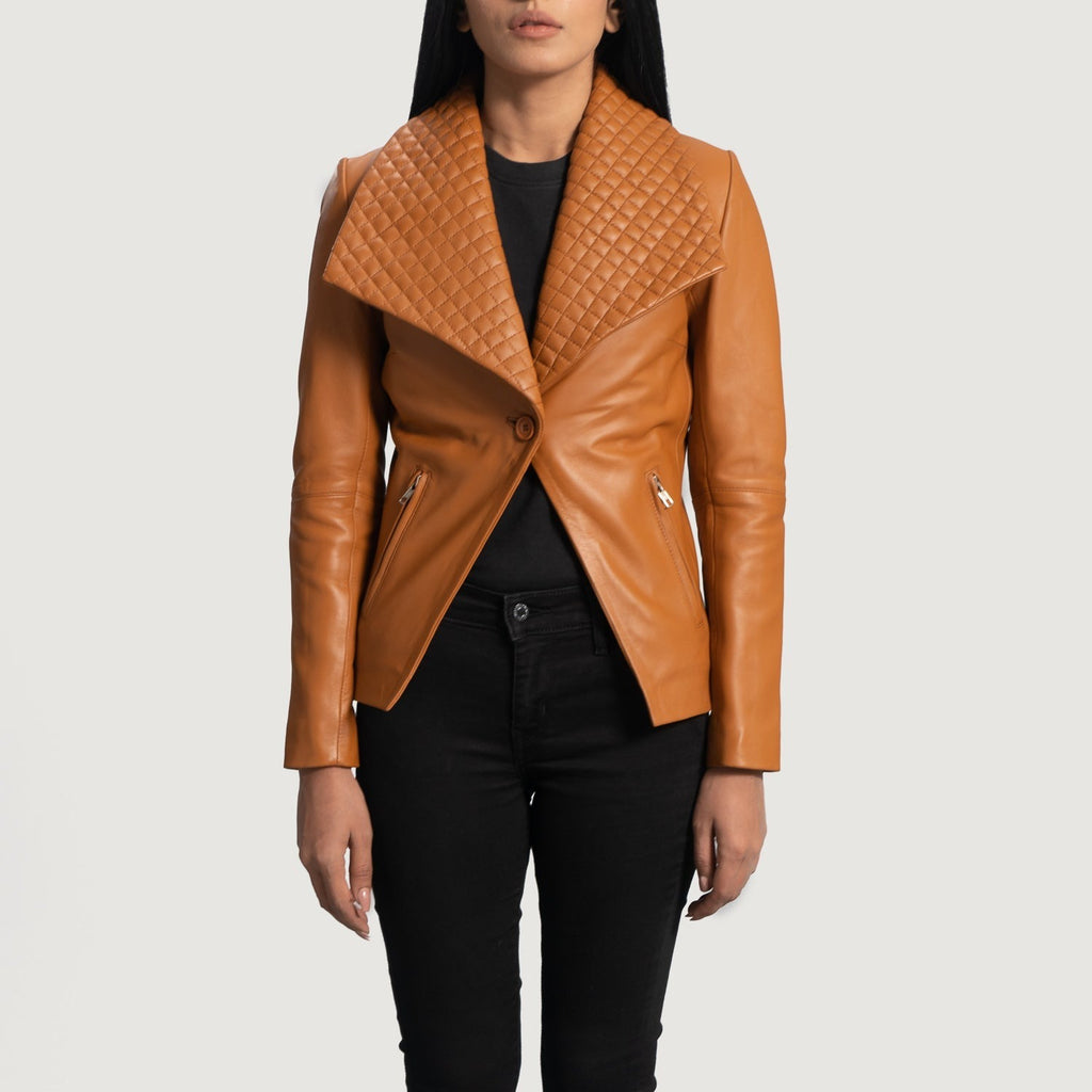Women Bronze 02  Leather Blazer