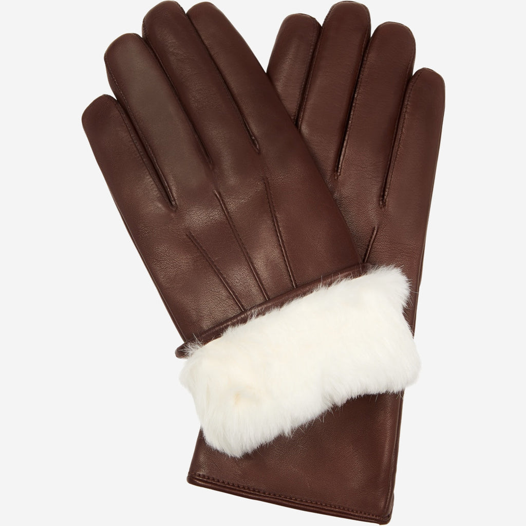 Women Brown Winter Leather Gloves