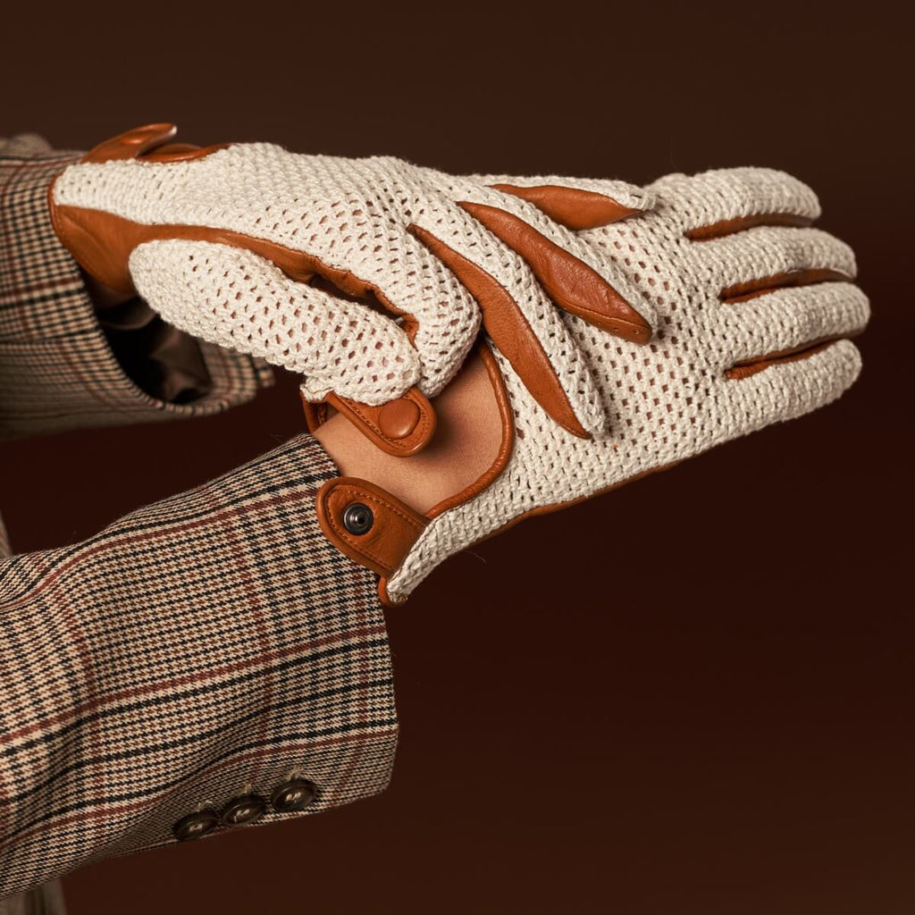 Women Brown Driving Leather Gloves