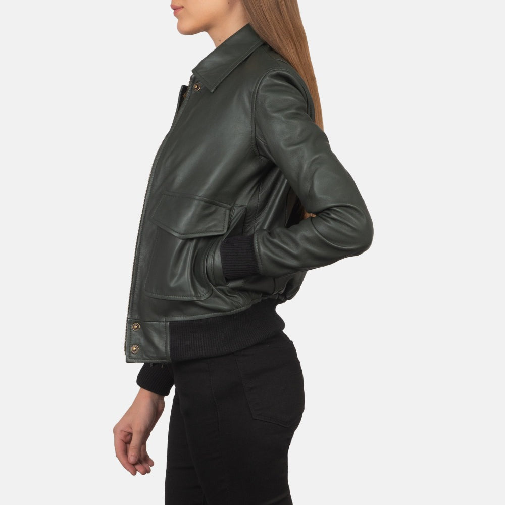 Women Black Bomber  Leather Jacket