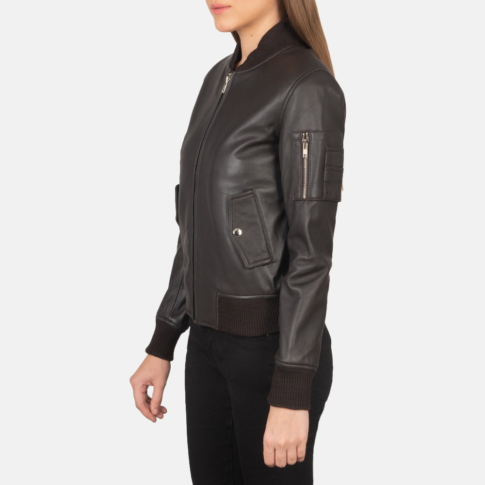 Women Black -02  Bomber  Leather Jacket