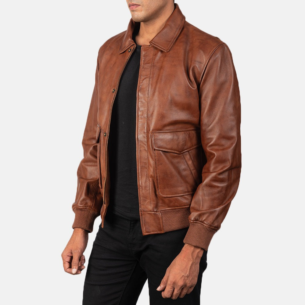 Brown A2 Leather Bomber Jacket