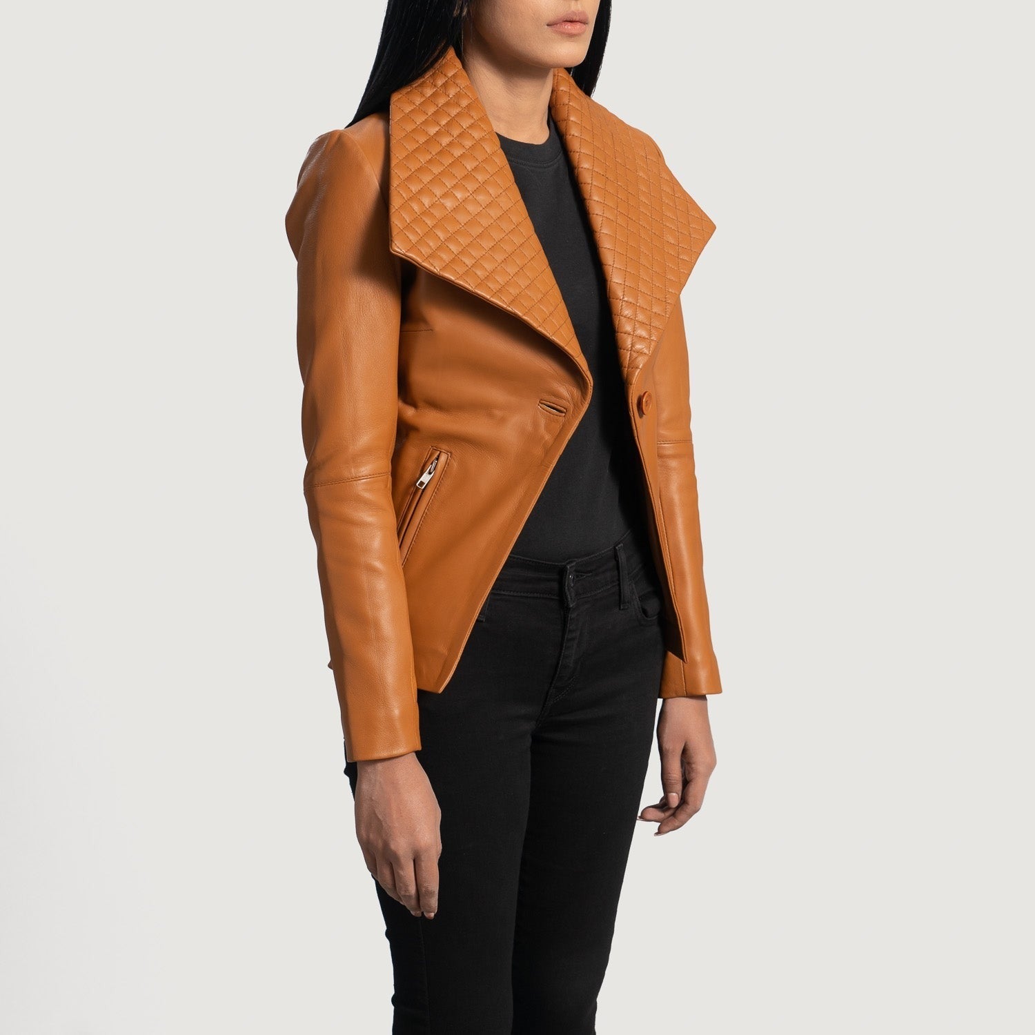 Women Bronze 02  Leather Blazer