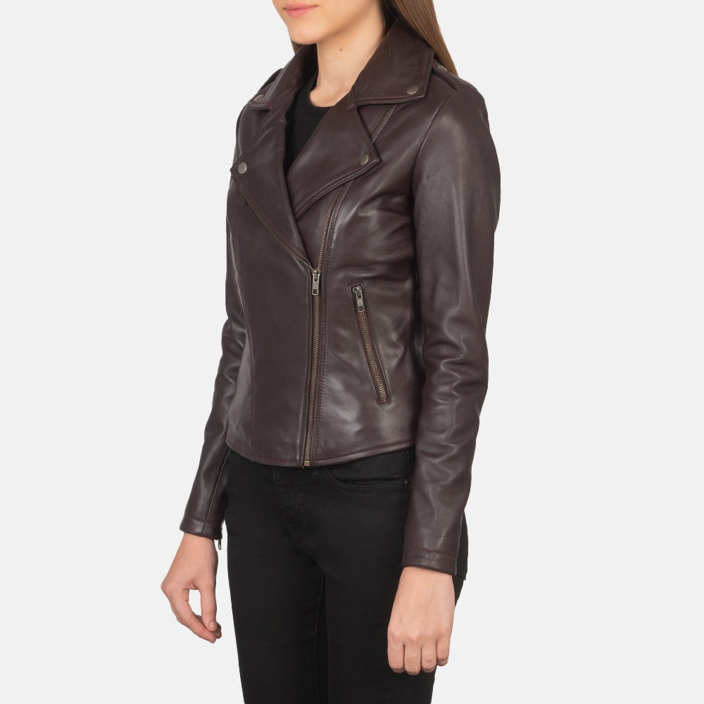 Women Brown Biker Leather Jacket