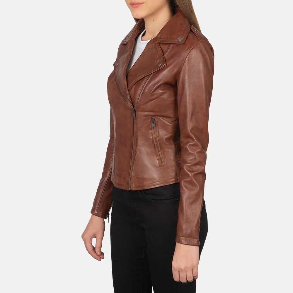 Women Brown Biker Leather Jacket