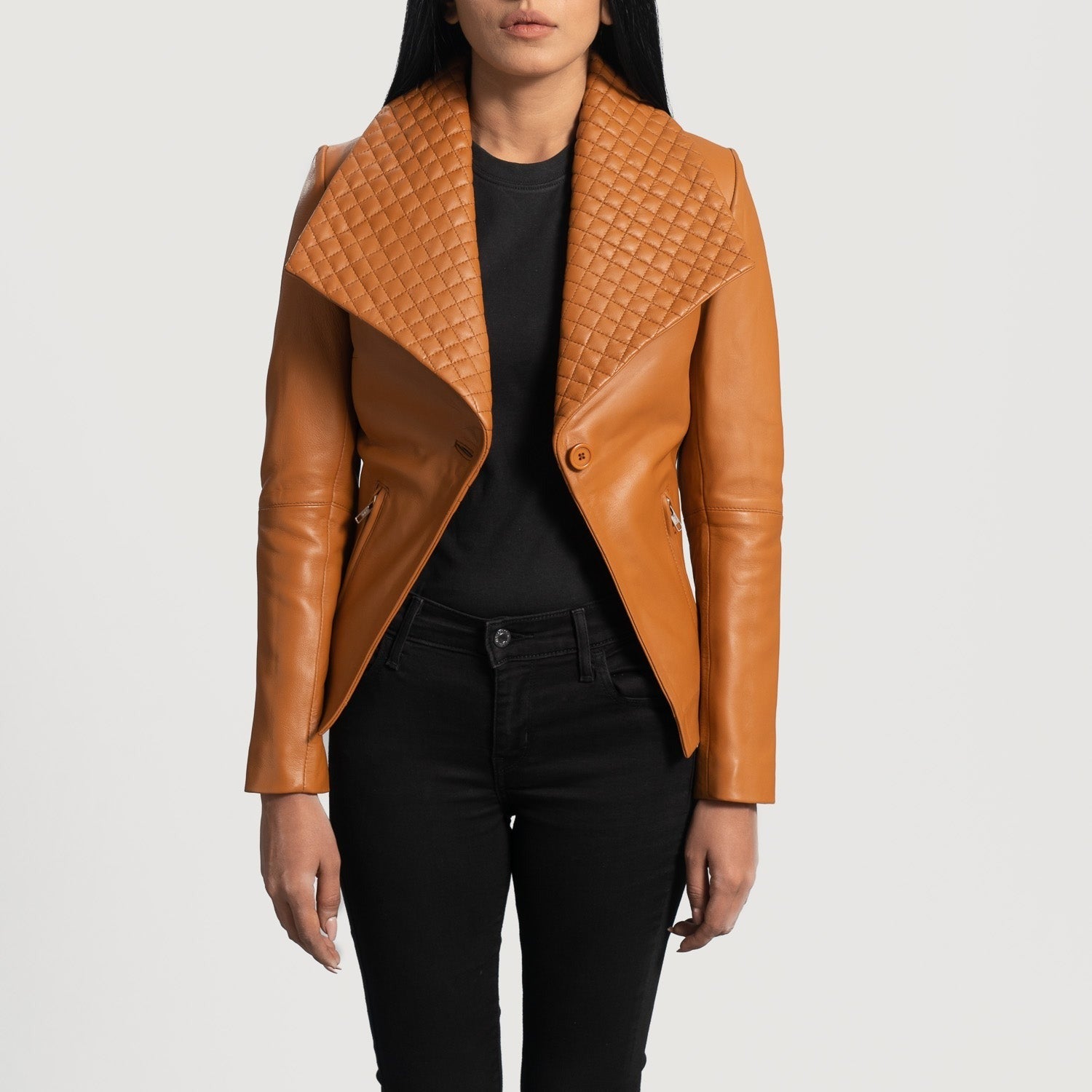 Women Bronze 02  Leather Blazer