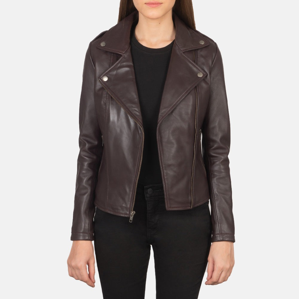 Women Brown Biker Leather Jacket