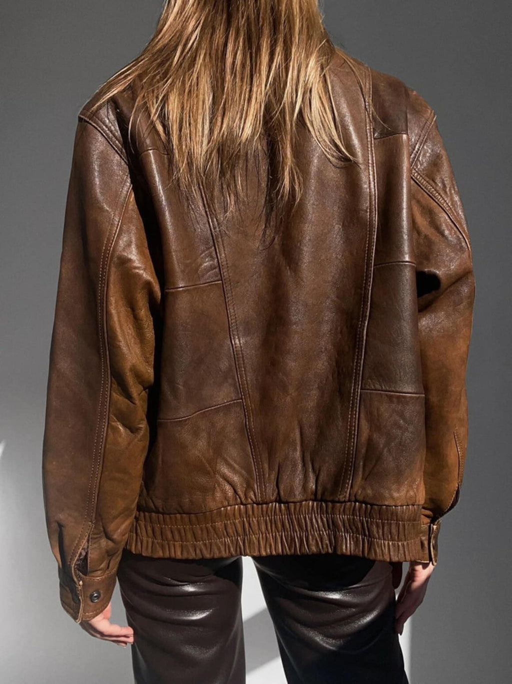 Women Brown Oversized  Leather Jacket