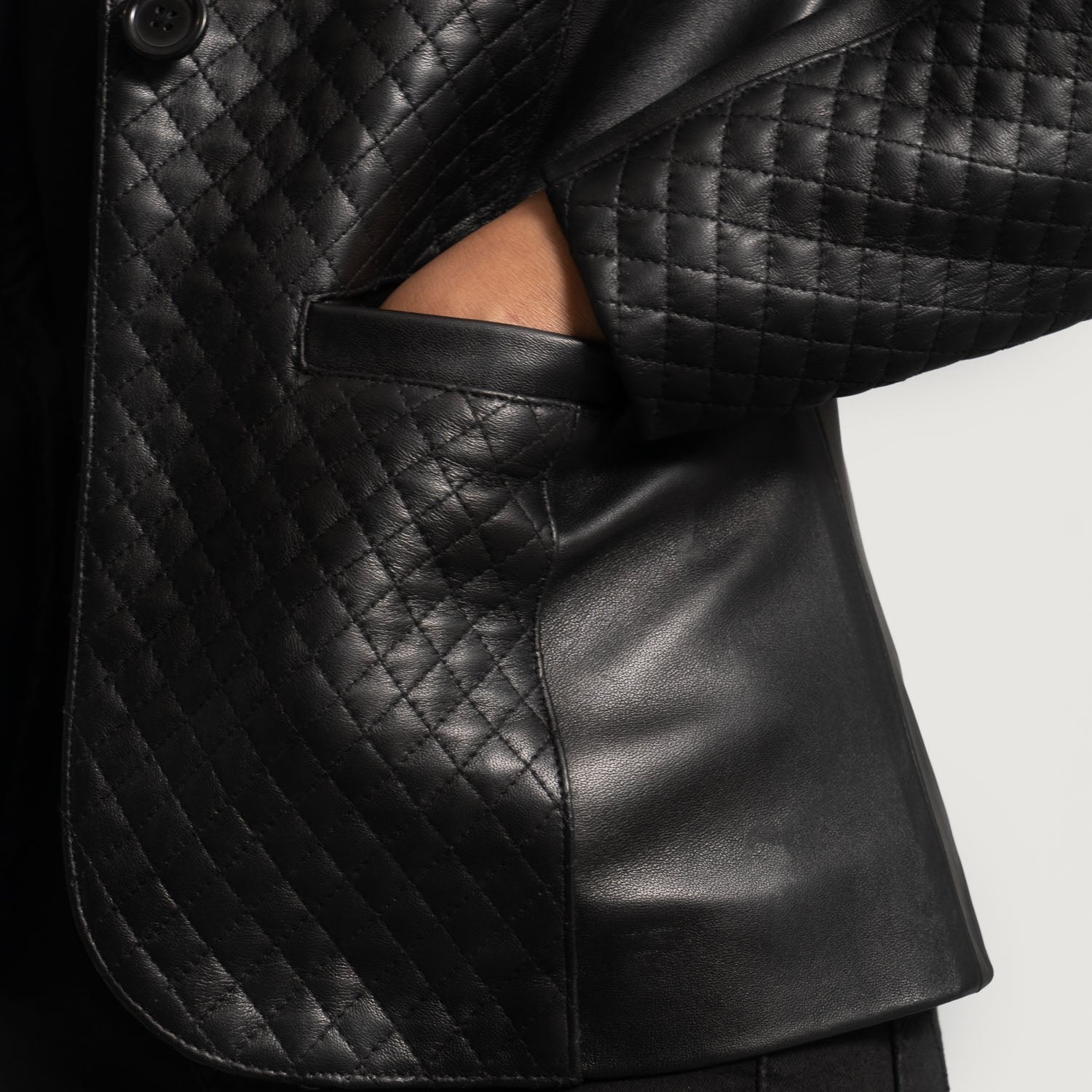Women Black Leather Blazer