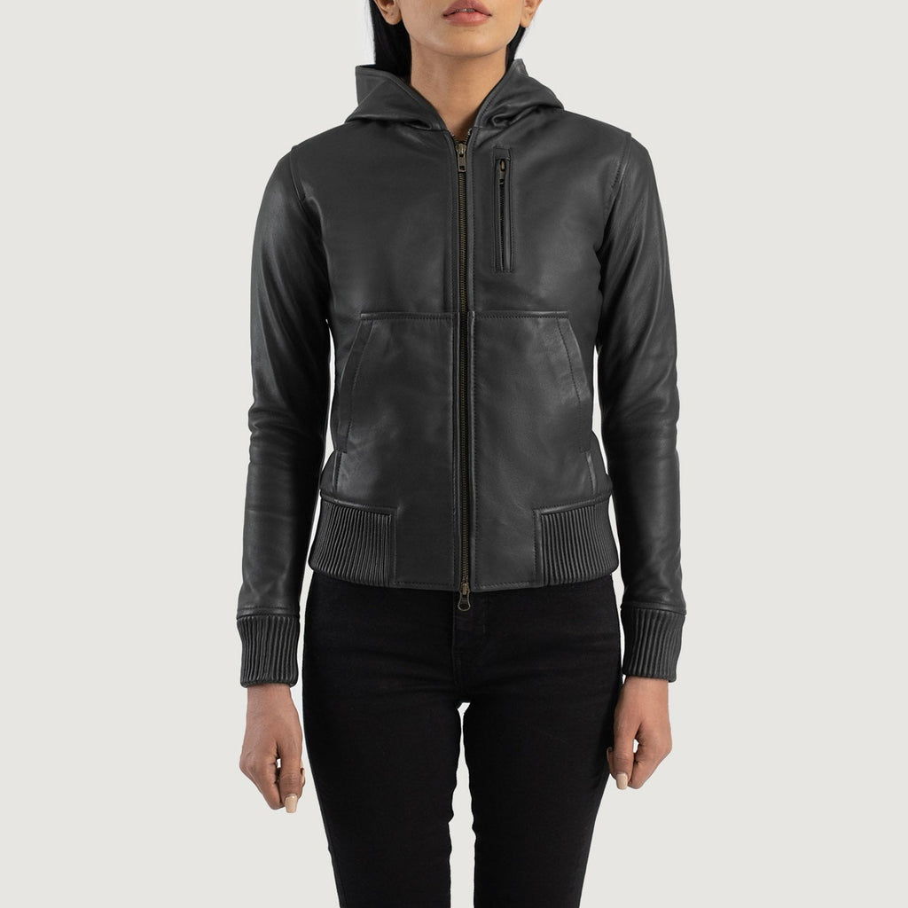 Women Black -06 Bomber  Leather Jacket