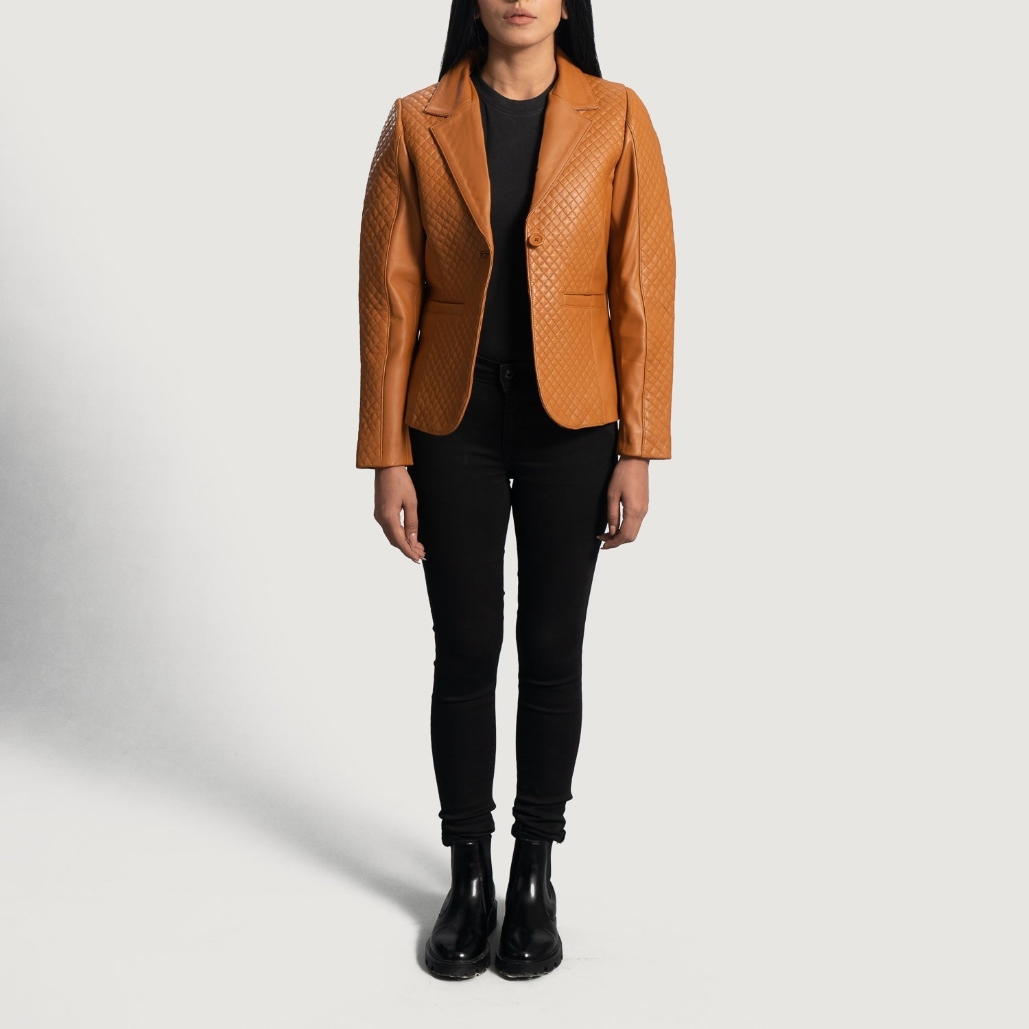 Women Bronze 03  Leather Blazer
