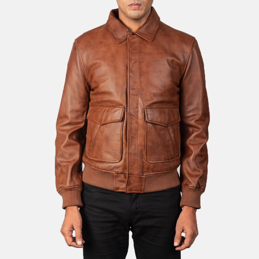 Brown A2 Leather Bomber Jacket