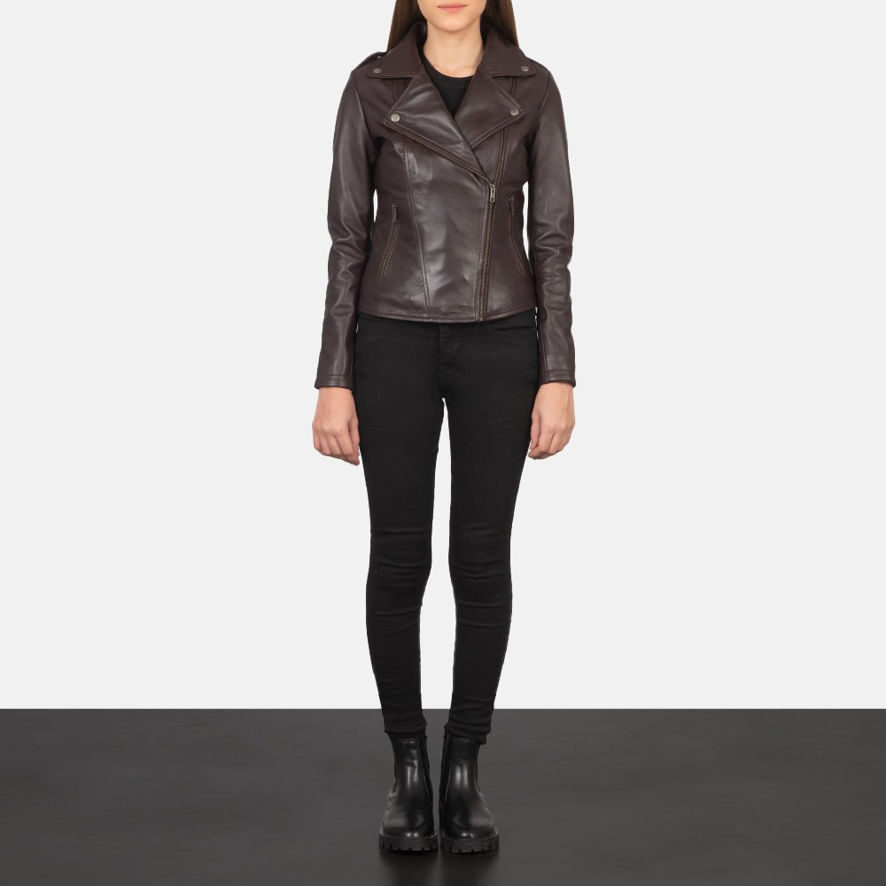 Women Brown Biker Leather Jacket