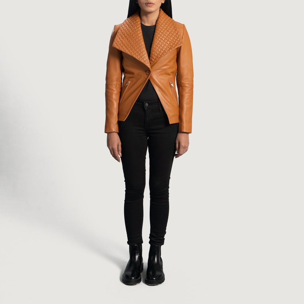 Women Bronze 02  Leather Blazer