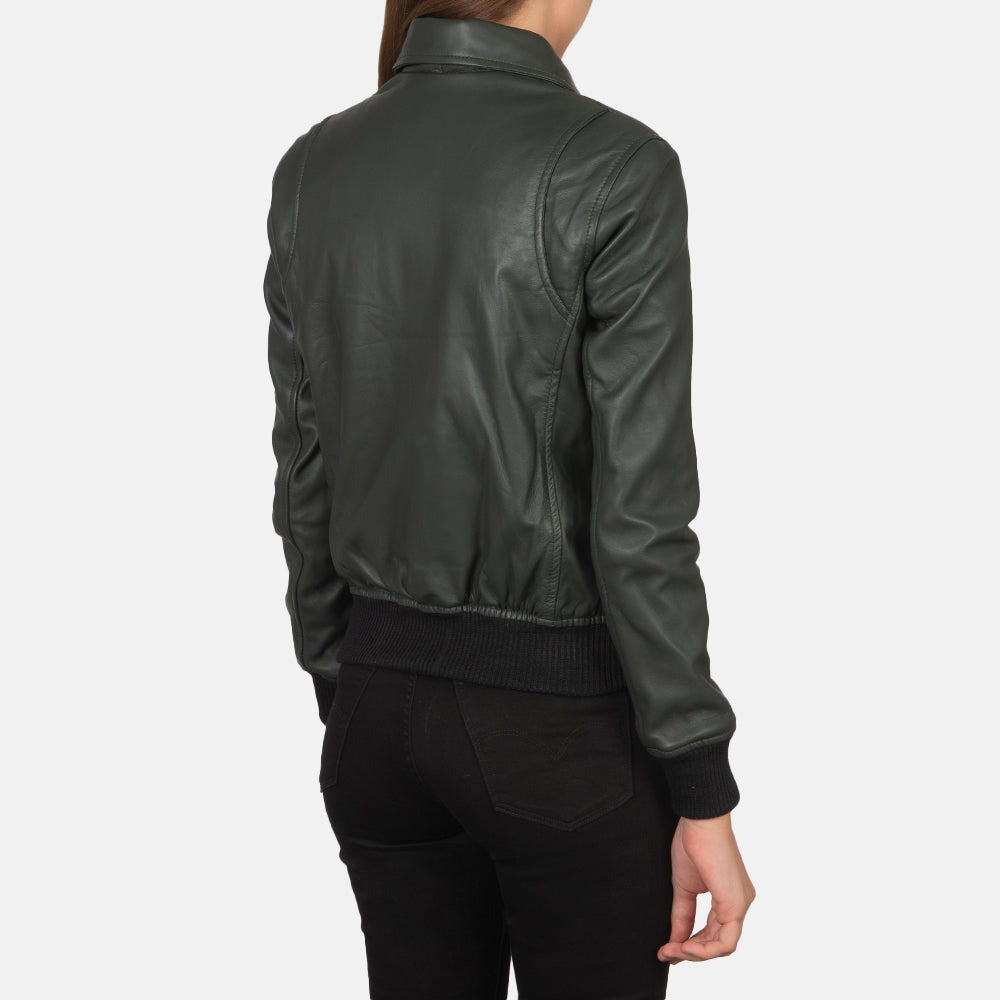 Women Black Bomber  Leather Jacket