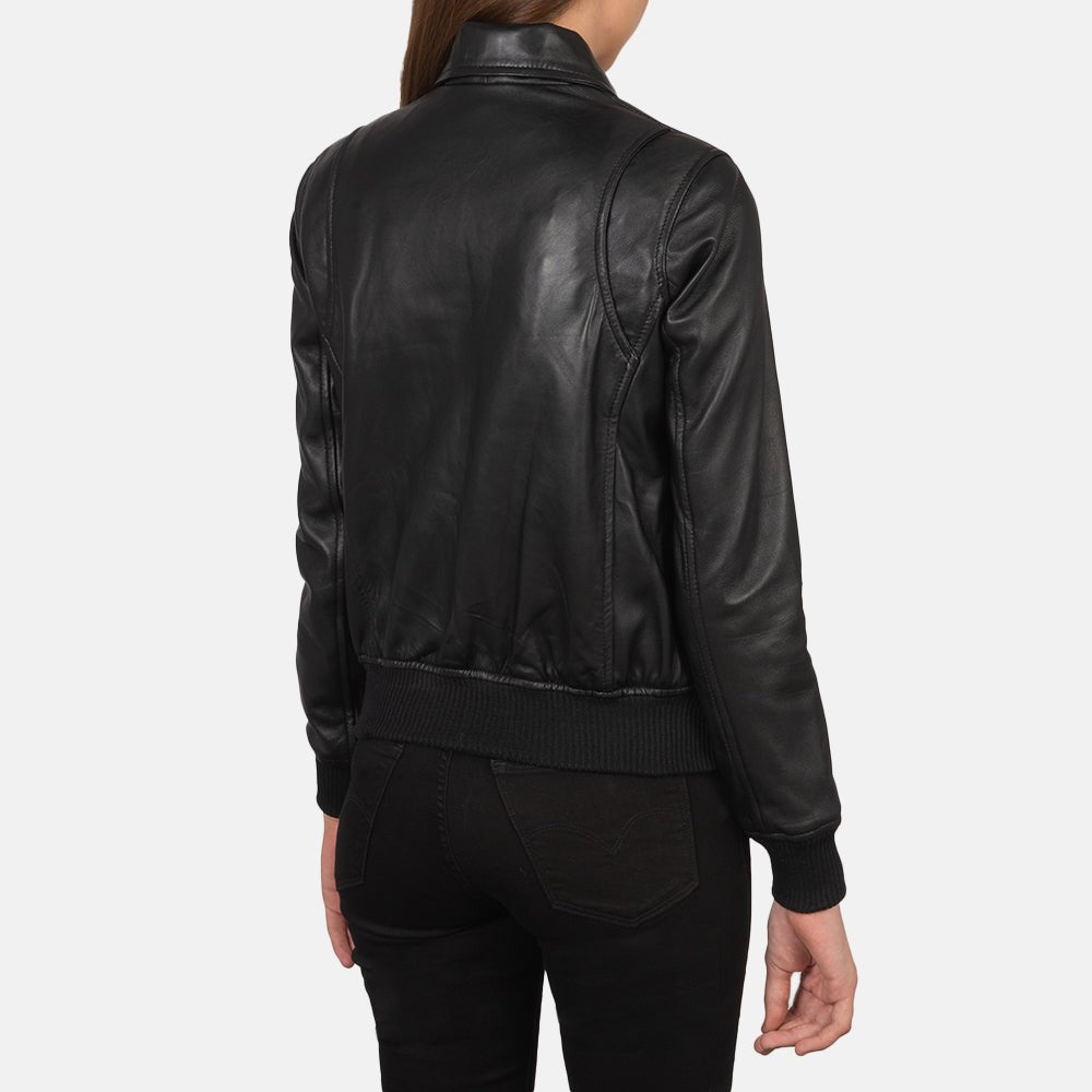 Women Black -03 Bomber  Leather Jacket