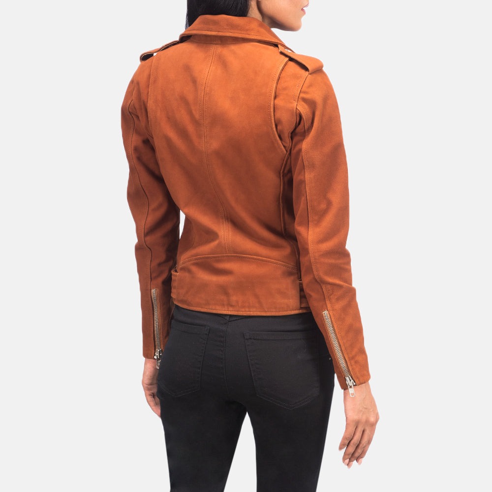 Women Suede Biker Leather Jacket