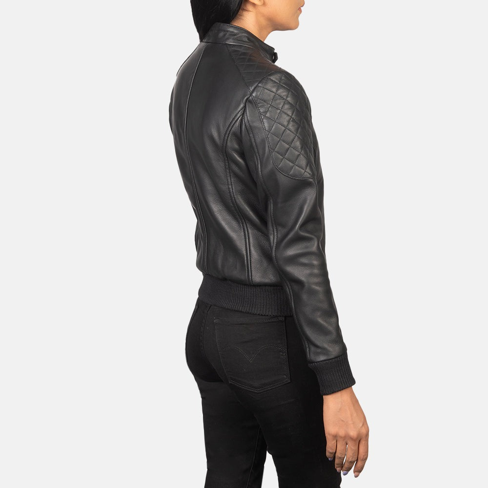 Women Black -05 Bomber  Leather Jacket