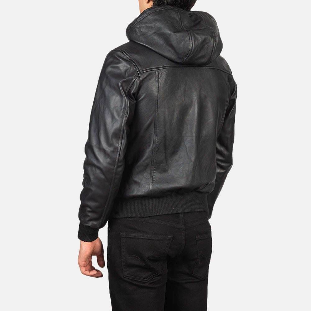 Black Leather Bomber Jacket