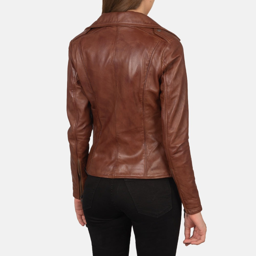 Women Brown Biker Leather Jacket