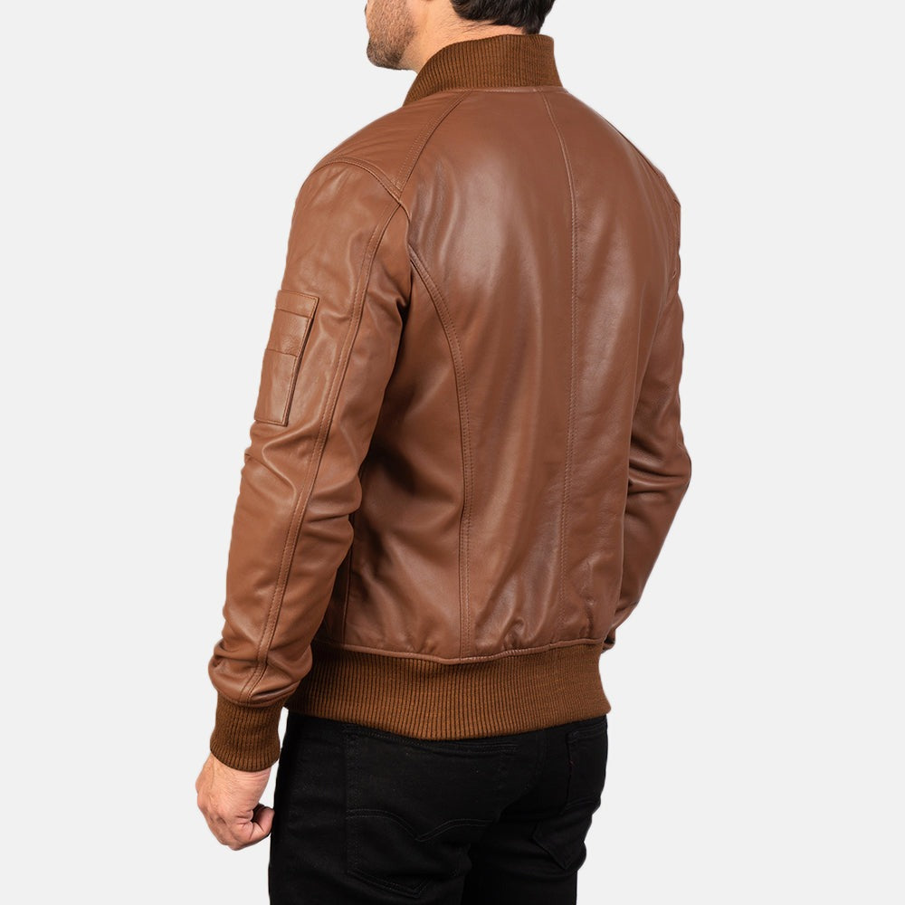 Ma-1 Brown Leather Bomber Jacket