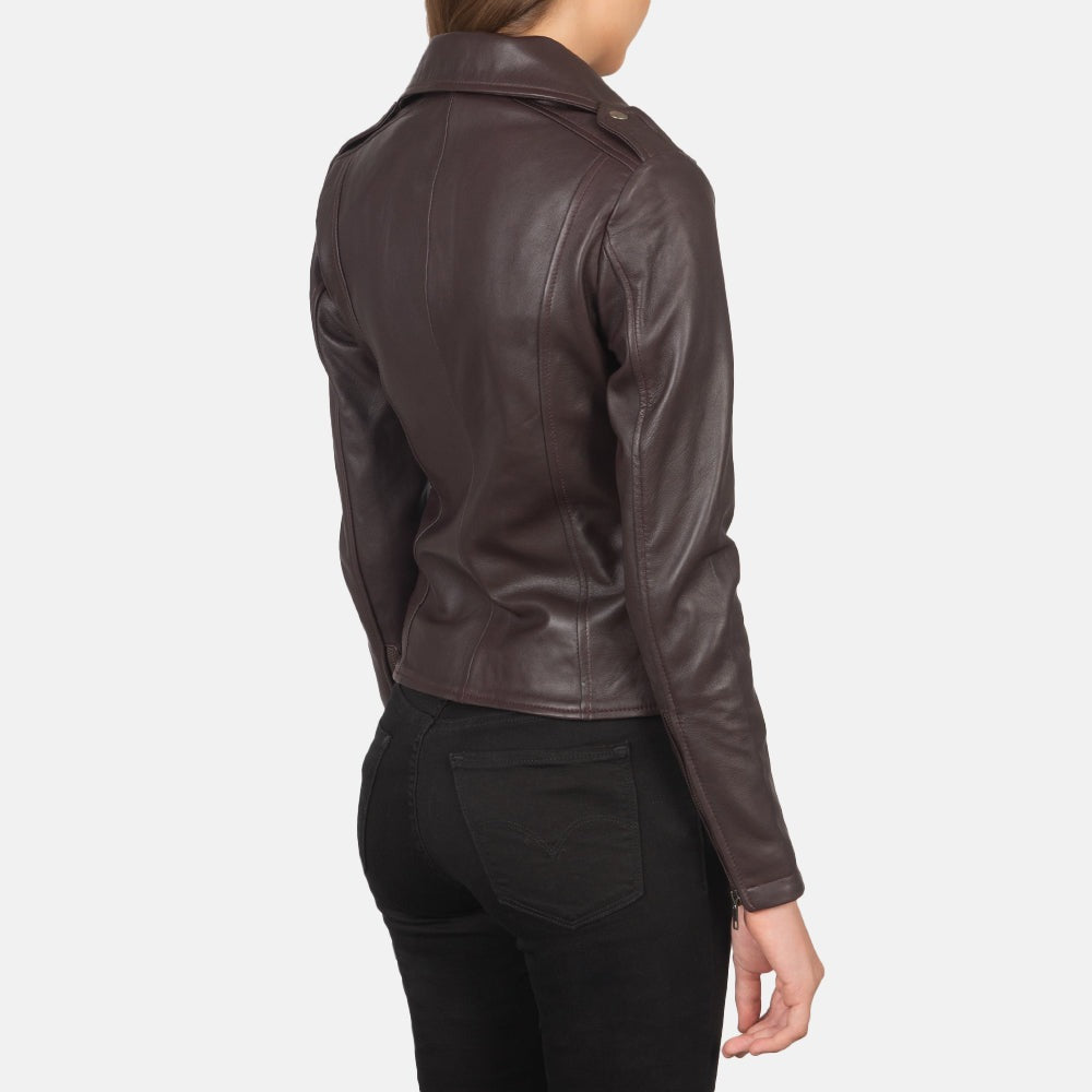 Women Brown Biker Leather Jacket