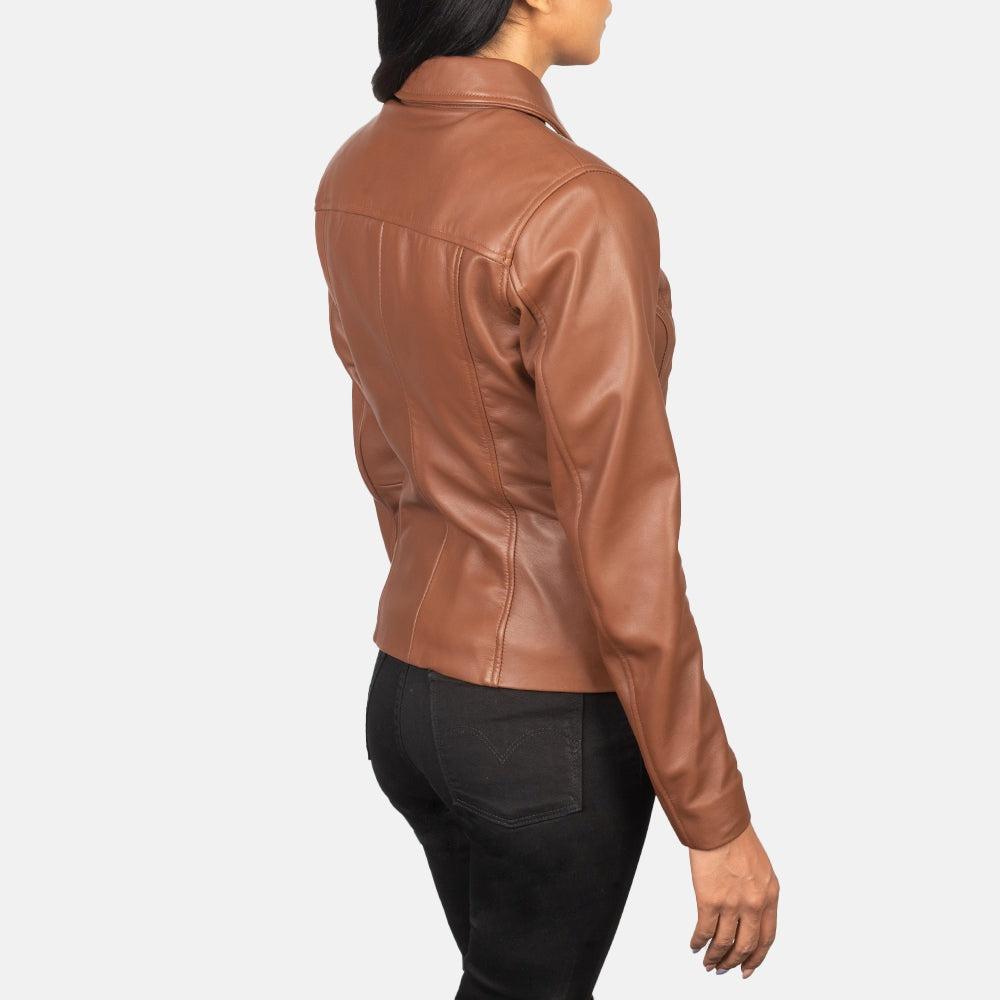 Women Bronze Biker Leather Jacket
