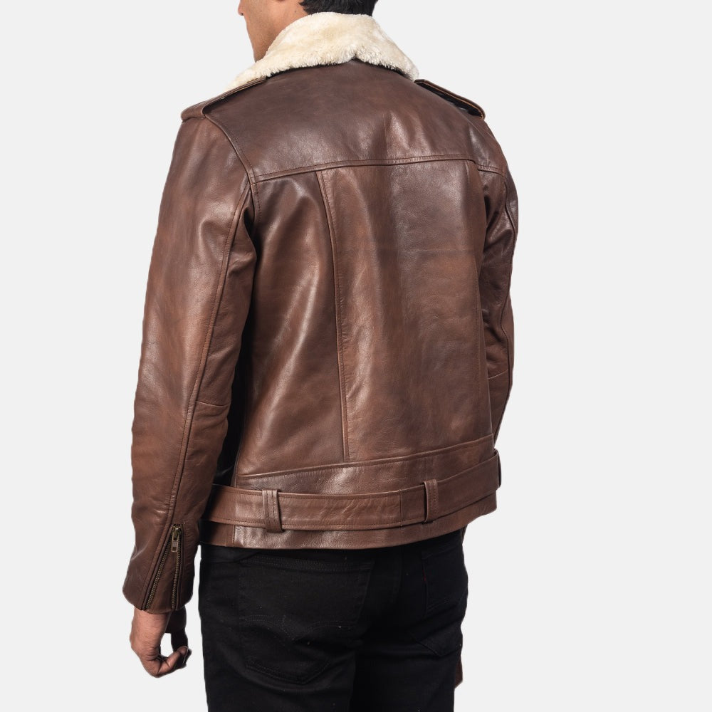 Brown Leather Biker Jacket