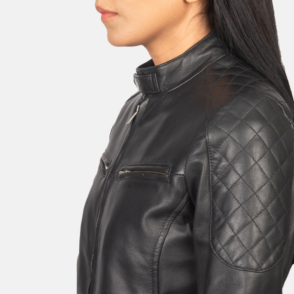 Women Black -05 Bomber  Leather Jacket