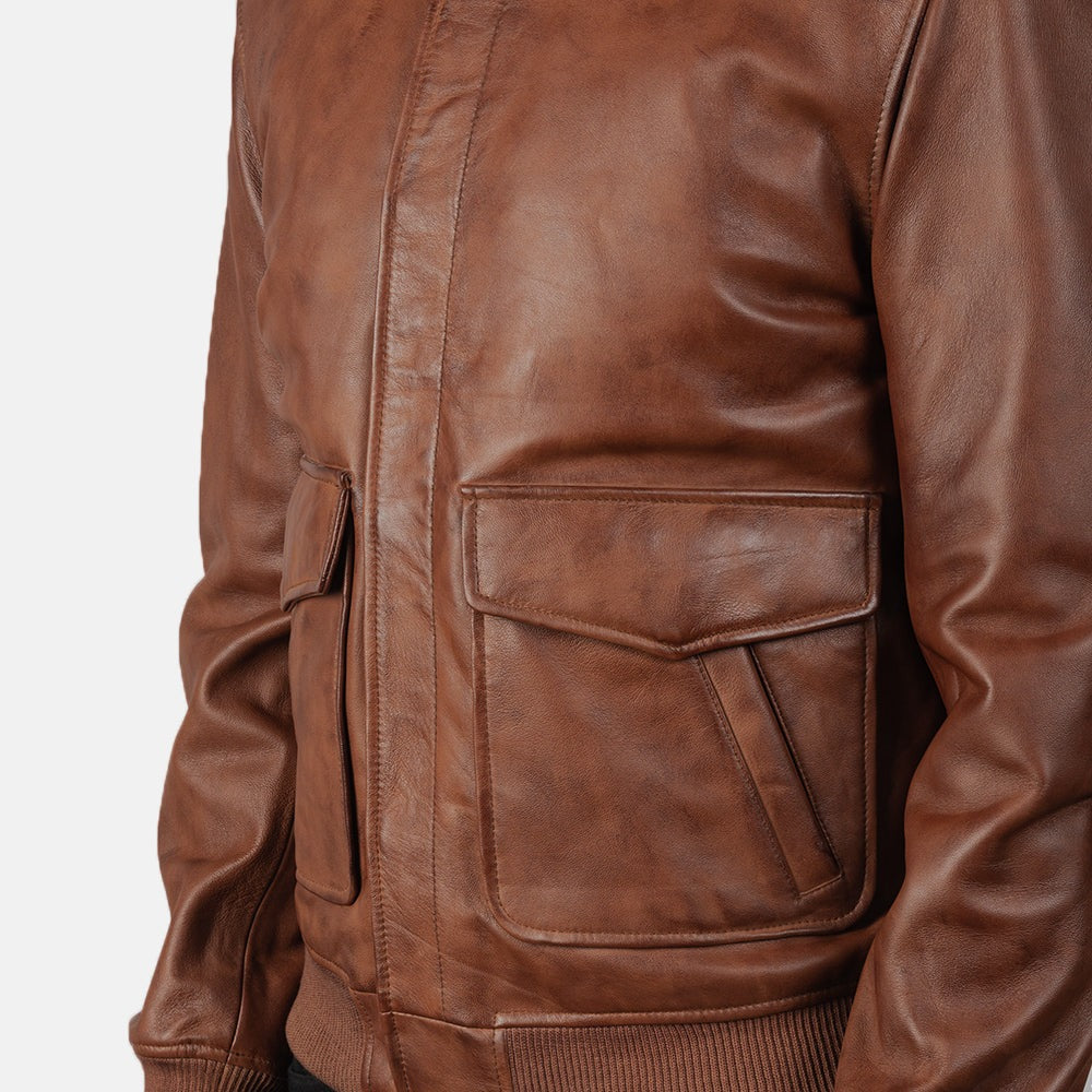 Brown A2 Leather Bomber Jacket