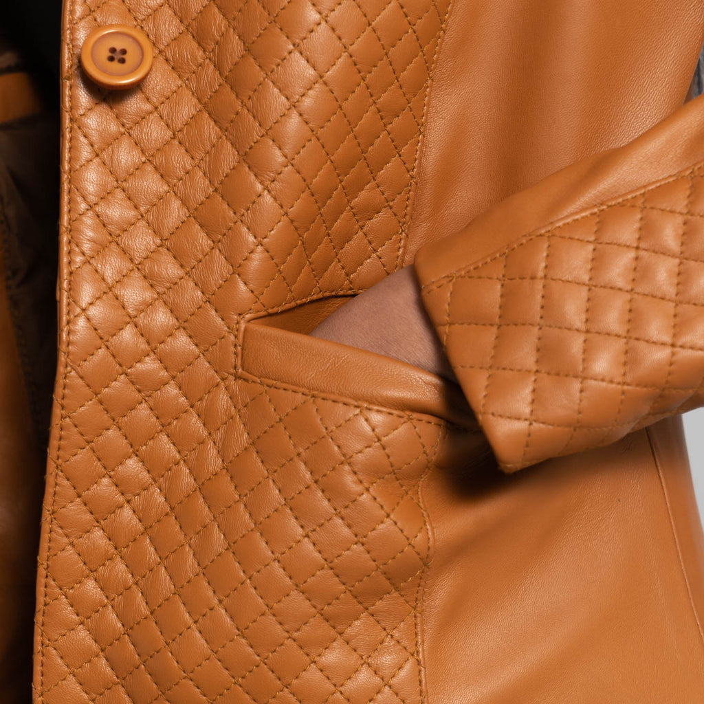 Women Bronze 03  Leather Blazer