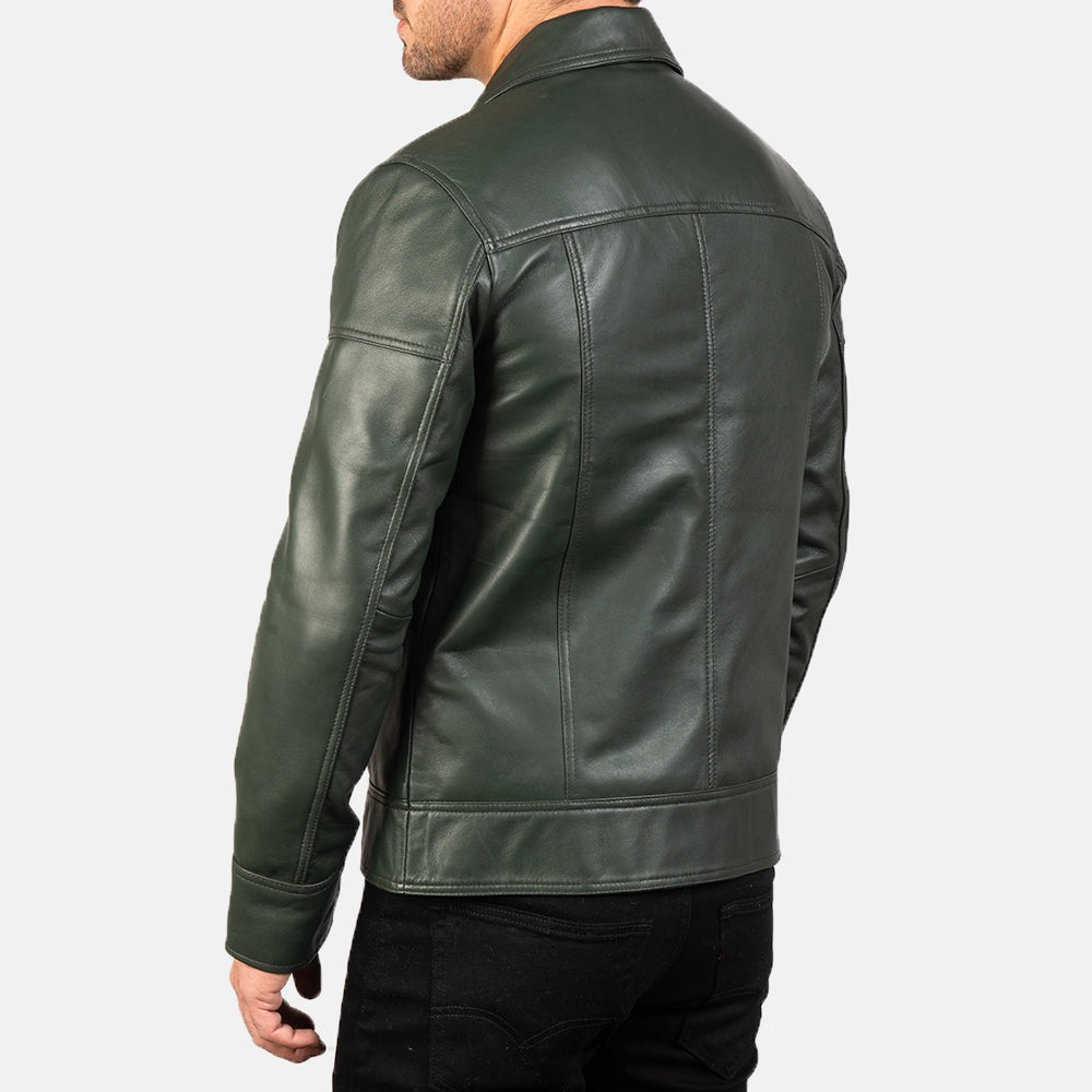Green Leather Biker Jacket