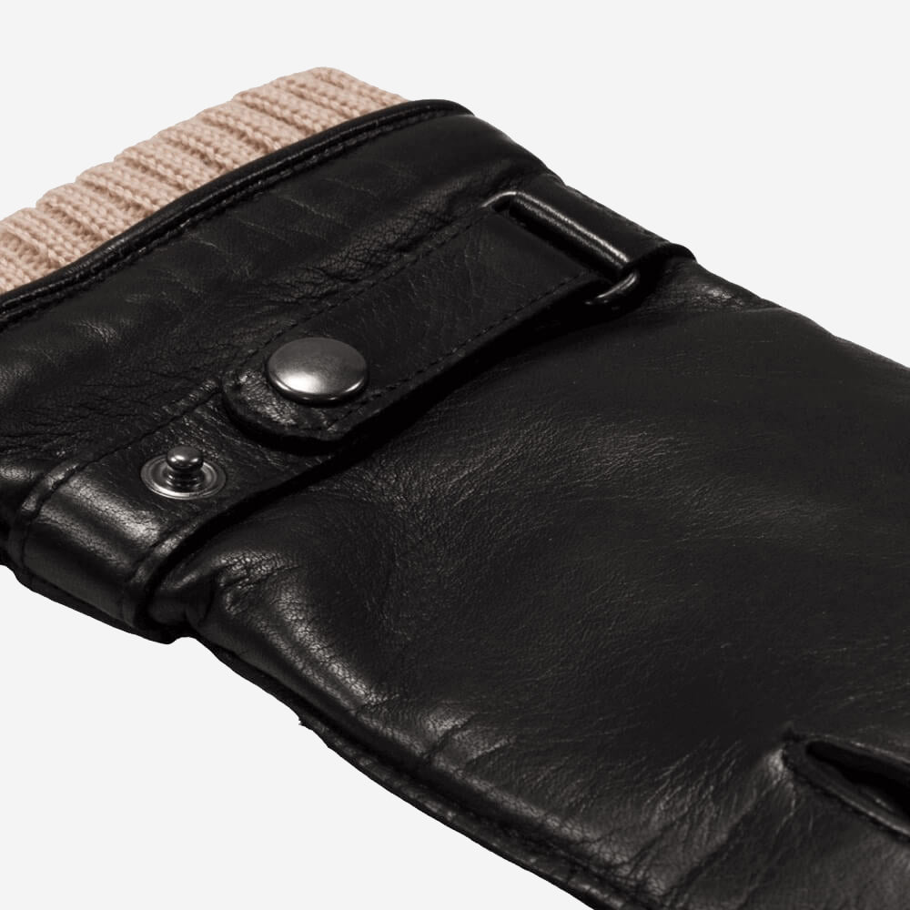 Men Black Winter Leather Gloves