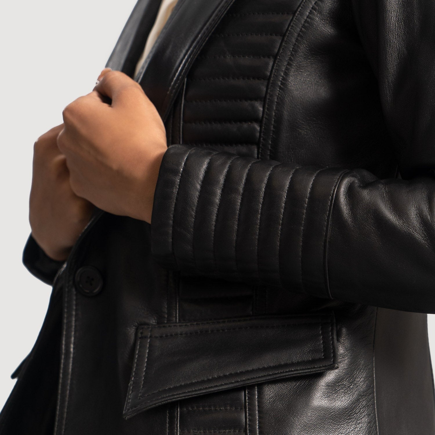 Women Black 02 Leather Blazer