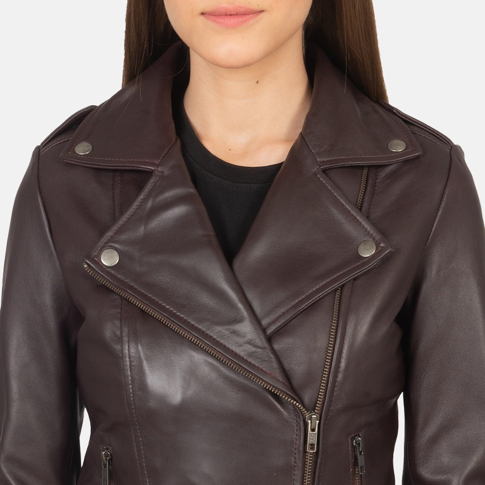 Women Brown Biker Leather Jacket