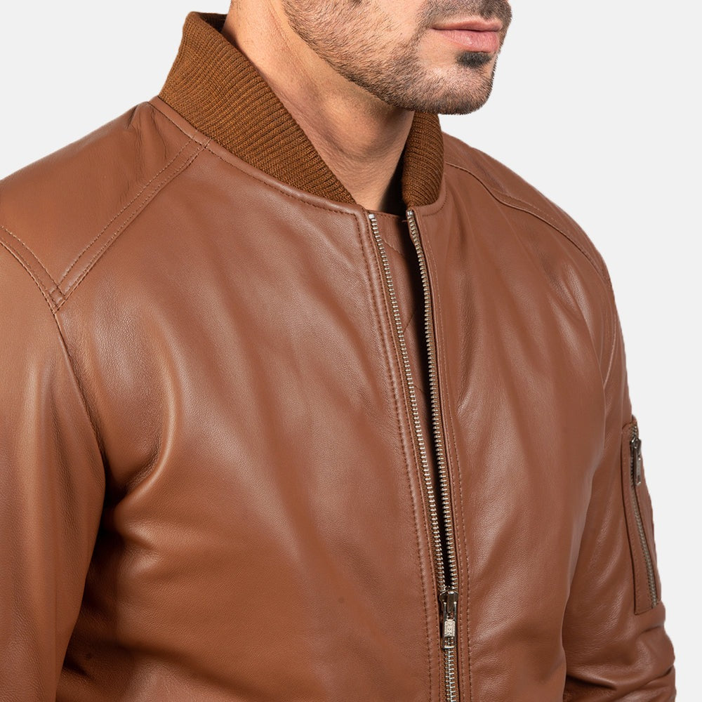 Ma-1 Brown Leather Bomber Jacket