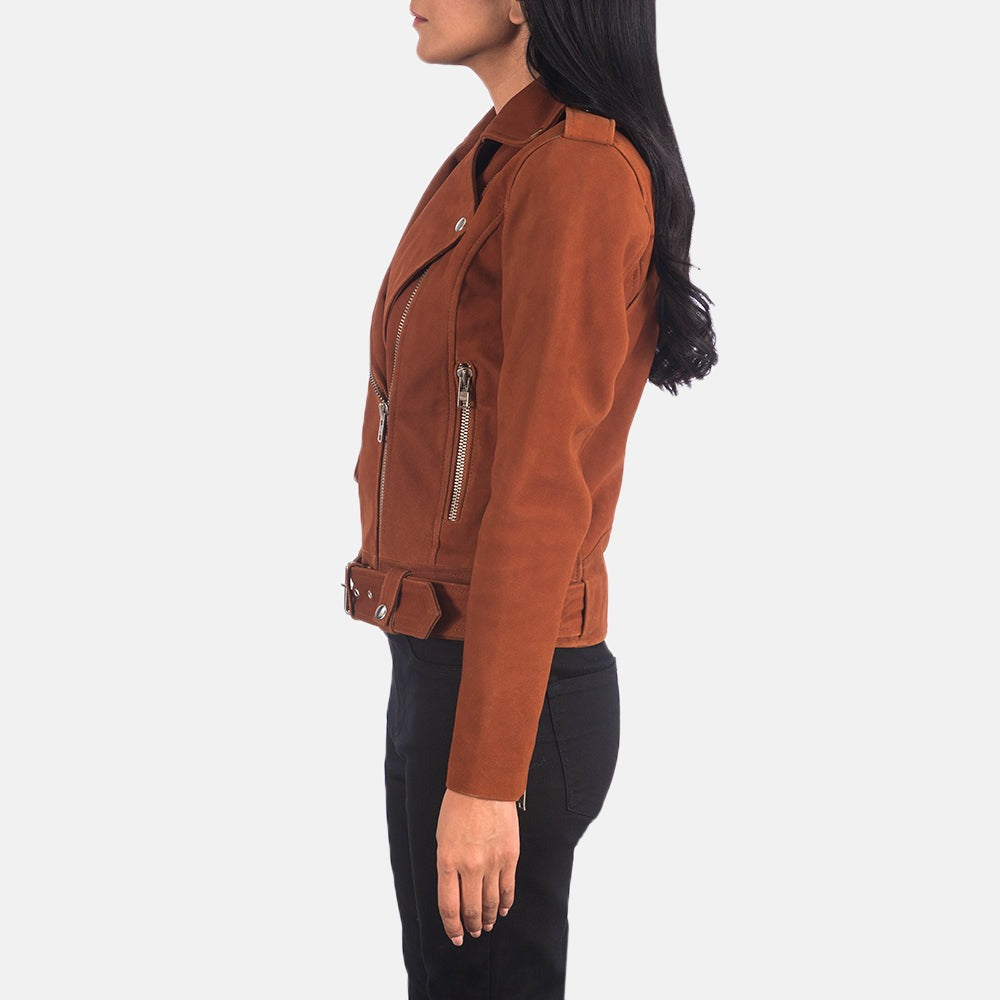 Women Suede Biker Leather Jacket