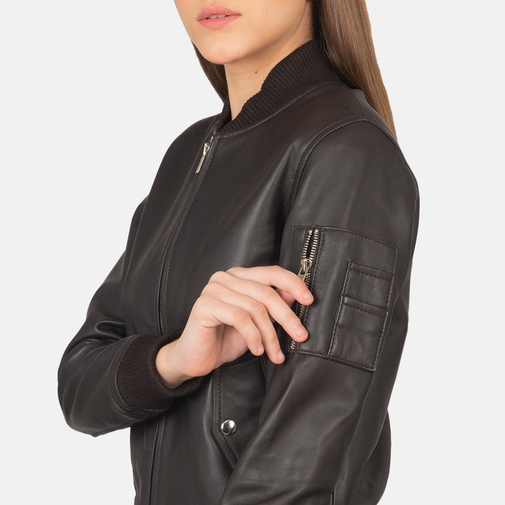 Women Black -02  Bomber  Leather Jacket
