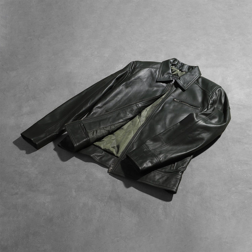 Green Leather Biker Jacket