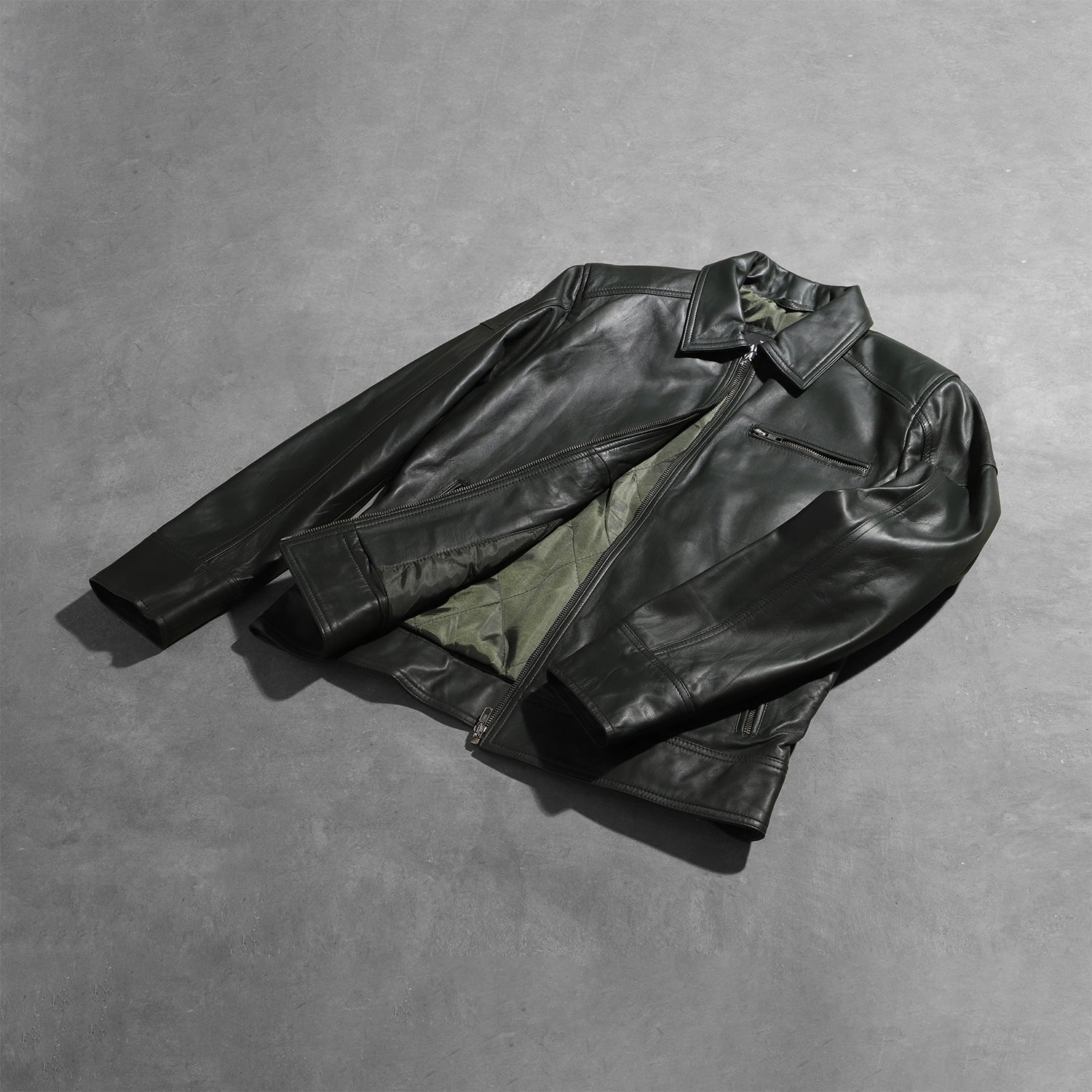 Green Leather Biker Jacket