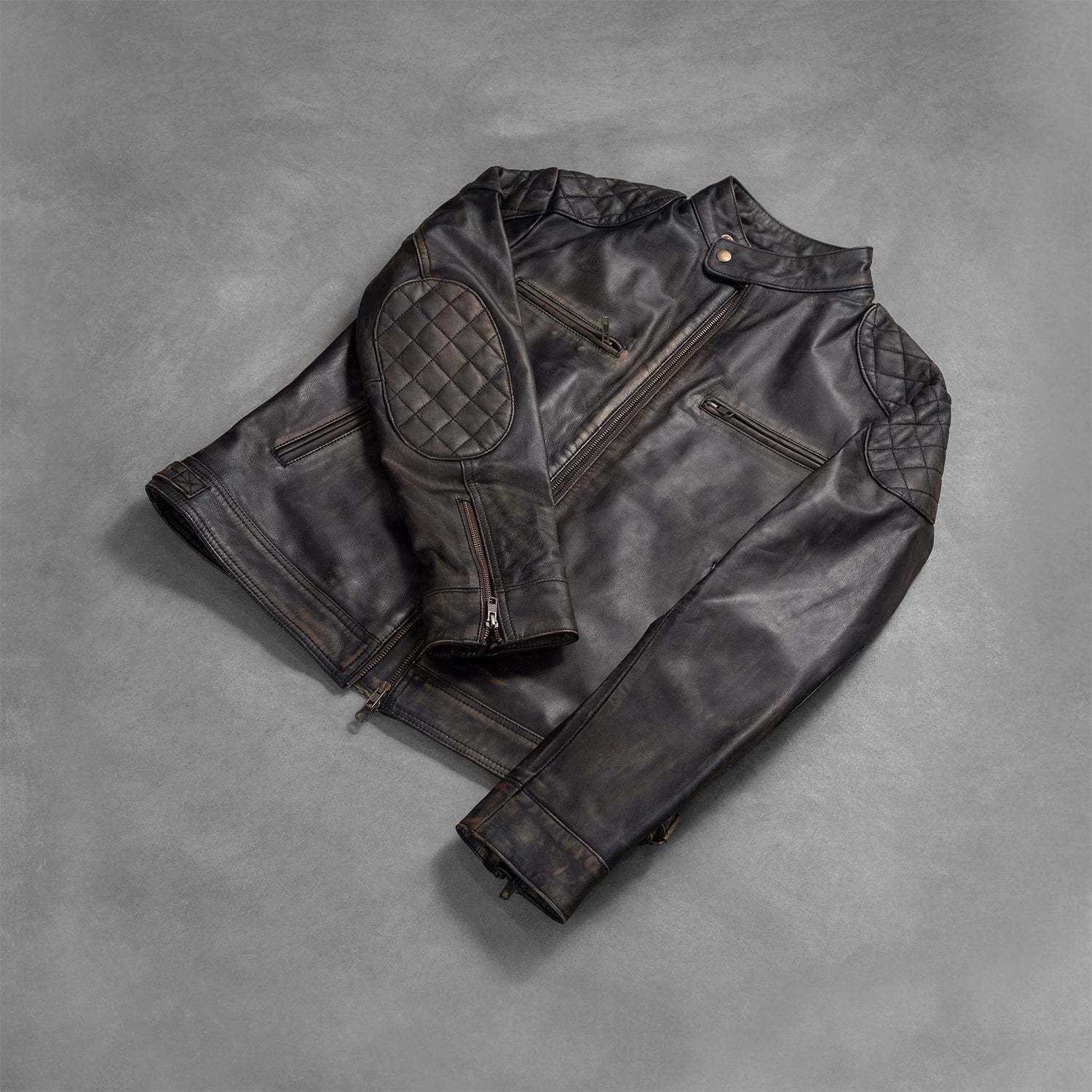 Distressed Brown Leather Jacket